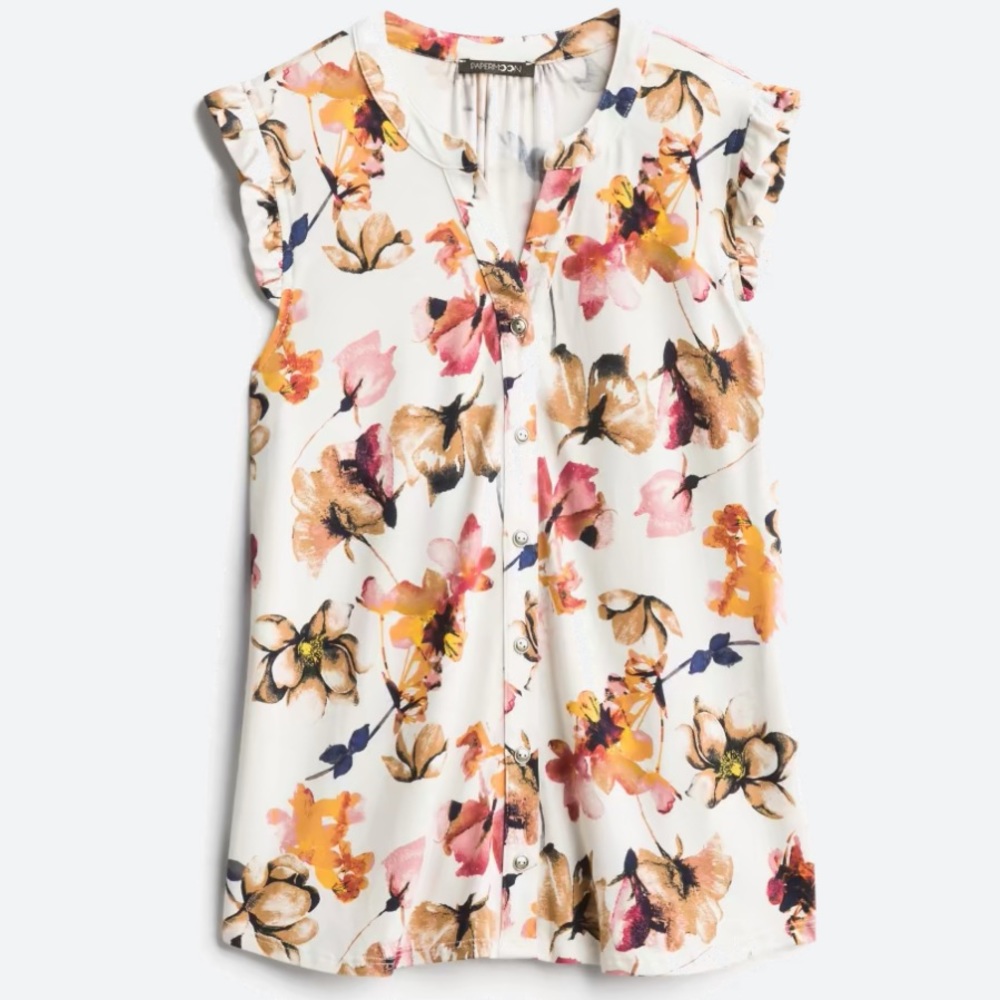 Papermoon Morgan’s Ruffle Sleeve Knit Blouse, White